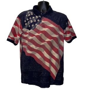 AMERICAN SUMMER Patriotic Flag Polo Shirt~M~4th of July